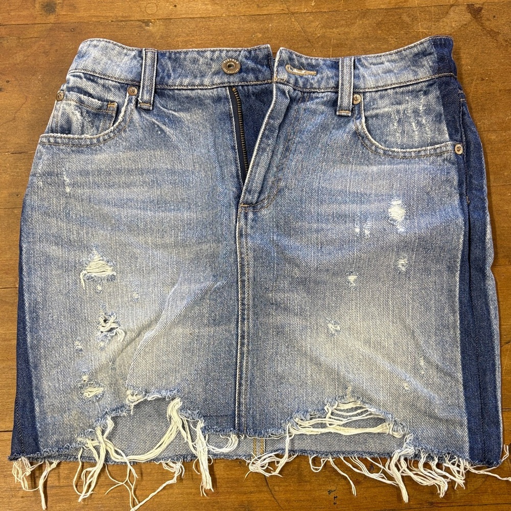 Pistola Blue Distressed Mini Skirt